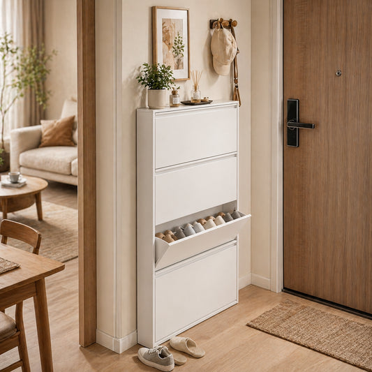 Ultra Slim Flip-Drawer Shoe Cabinet for Small Entryway & Apartment Shoe Storage