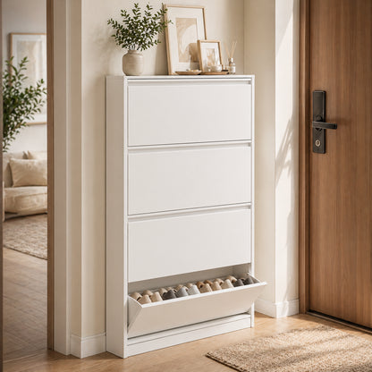 Ultra Slim Flip-Drawer Shoe Cabinet for Small Entryway & Apartment Shoe Storage
