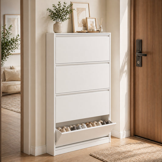 Ultra Slim Flip-Drawer Shoe Cabinet for Small Entryway & Apartment Shoe Storage