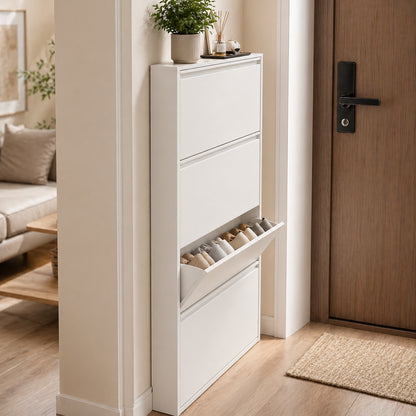 Ultra Slim Flip-Drawer Shoe Cabinet for Small Entryway & Apartment Shoe Storage