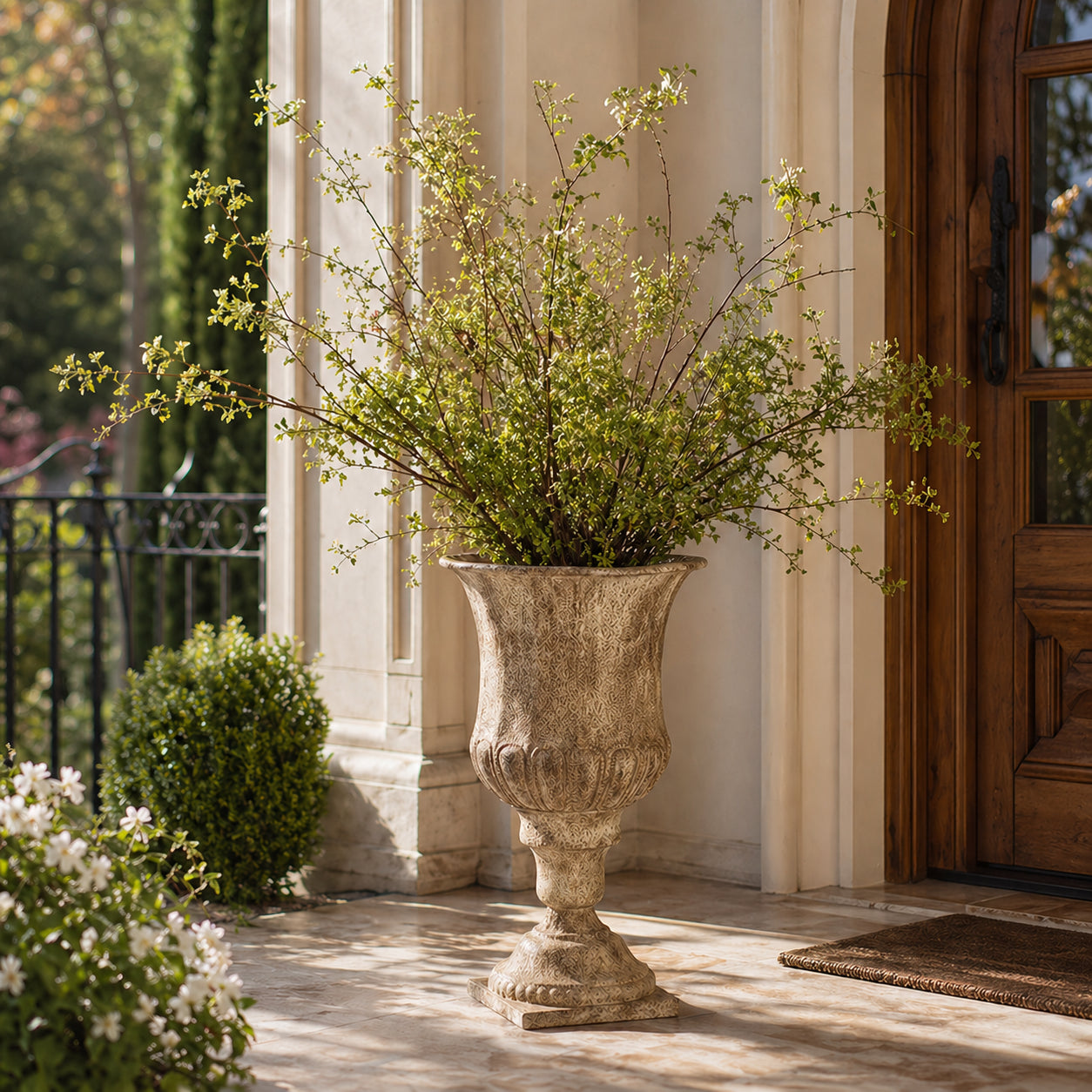Large Wabi-Sabi Floor Vase for Dried Branches, Entryway & Living Room Decor