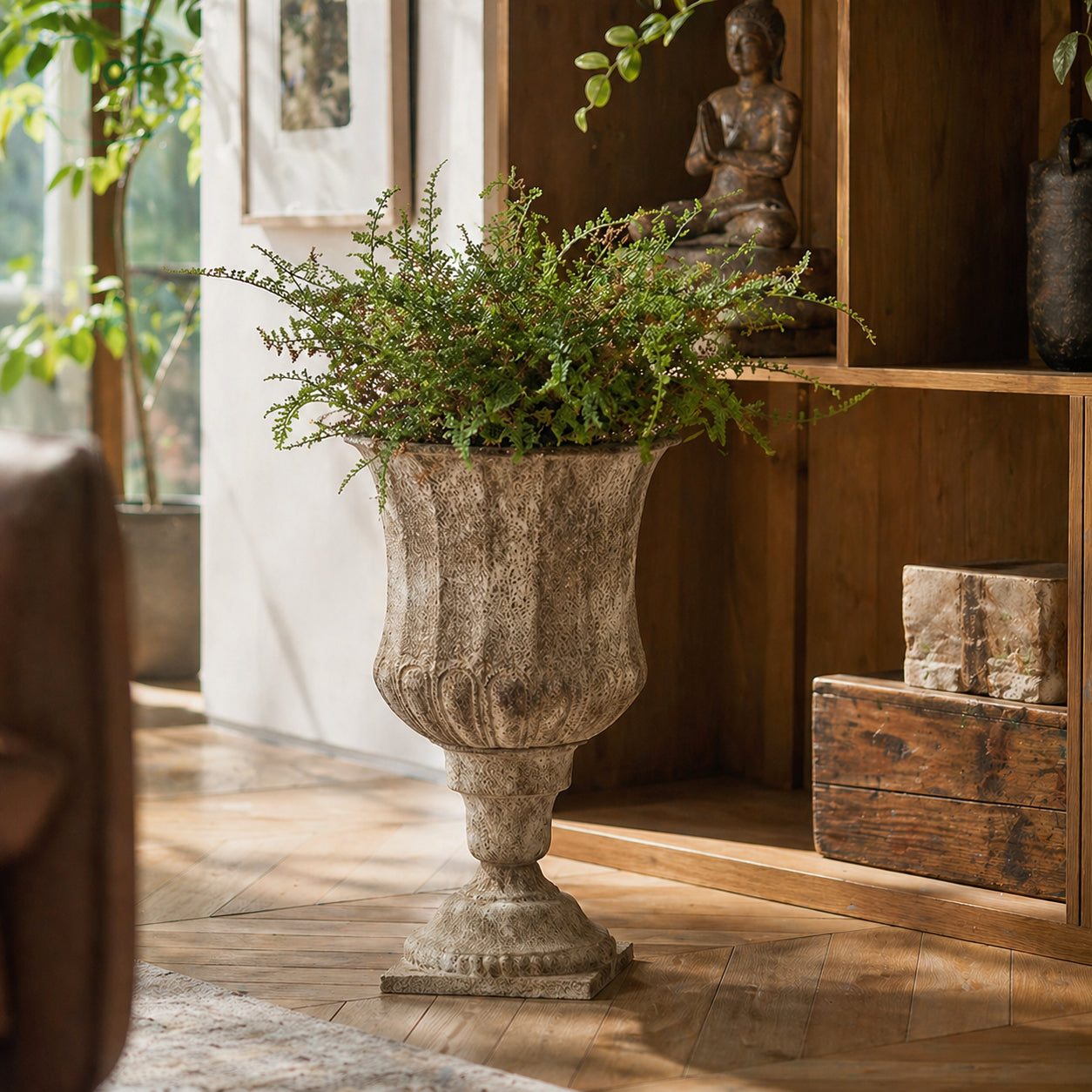 Large Wabi-Sabi Floor Vase for Dried Branches, Entryway & Living Room Decor