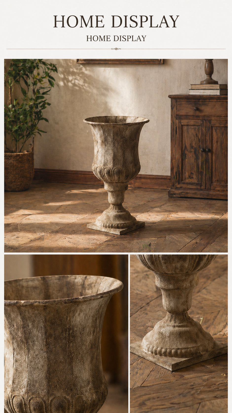 Large Wabi-Sabi Floor Vase for Dried Branches, Entryway & Living Room Decor