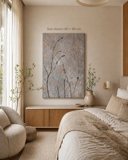 Neutral Beige Botanical Canvas Wall Art for Living Room, Bedroom & Entryway