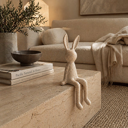 Sitting Bunny Tabletop Figurine for Bookshelf, Coffee Table & Easter Spring Decor