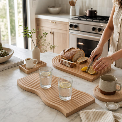 Wooden Serving Board & Charcuterie Tray for Kitchen Counter Decor and Hosting