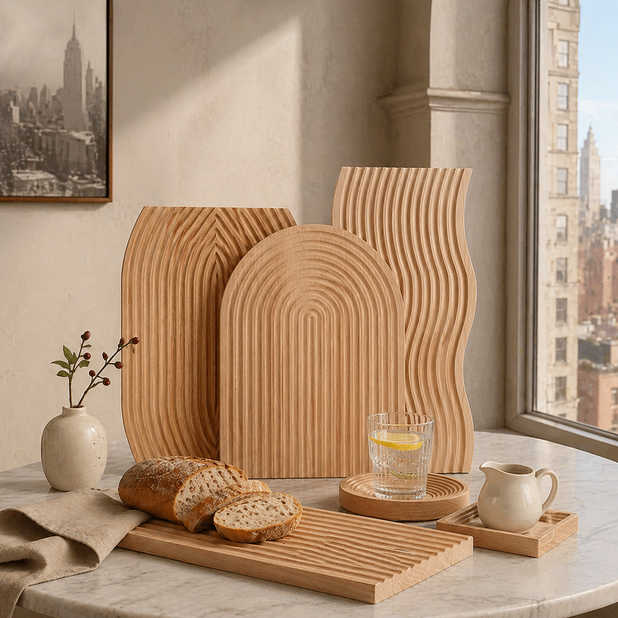 Wooden Serving Board & Charcuterie Tray for Kitchen Counter Decor and Hosting