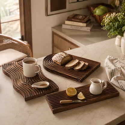Wooden Serving Board & Charcuterie Tray for Kitchen Counter Decor and Hosting