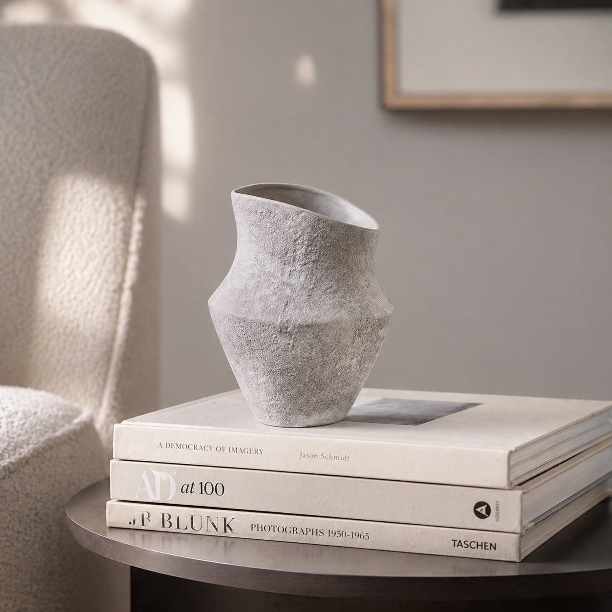 Modern Textured Ceramic Vase for Shelf, Console Table & Japandi Apartment Decor