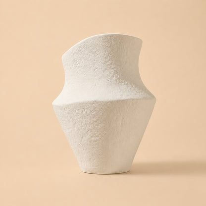 Modern Textured Ceramic Vase for Shelf, Console Table & Japandi Apartment Decor