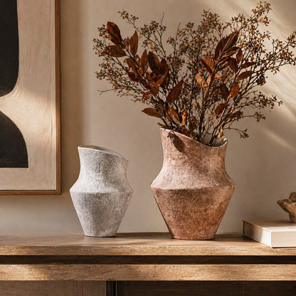 Modern Textured Ceramic Vase for Shelf, Console Table & Japandi Apartment Decor
