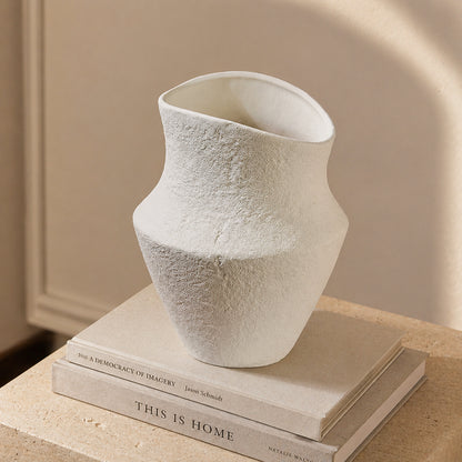 Modern Textured Ceramic Vase for Shelf, Console Table & Japandi Apartment Decor