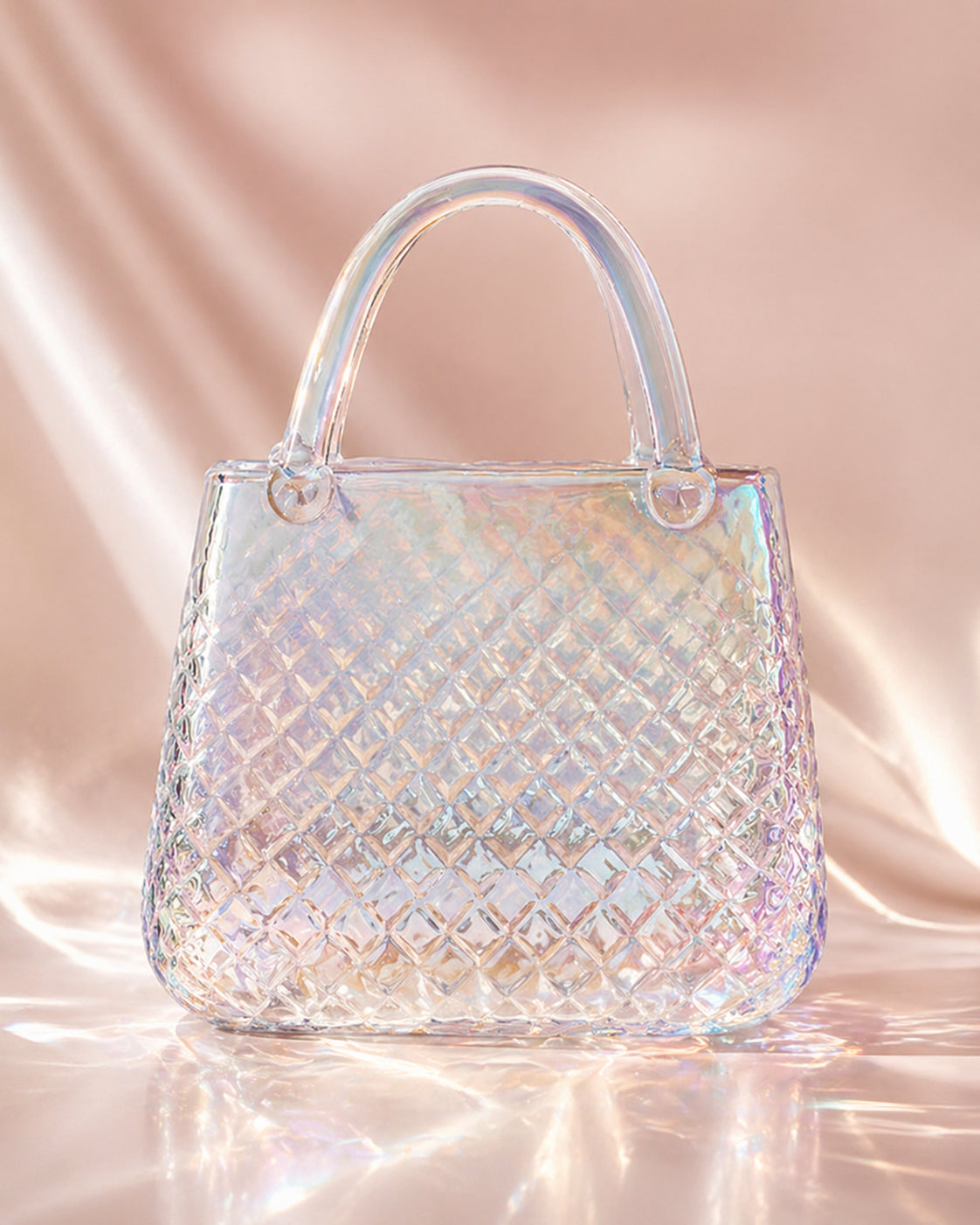 Clear Glass Handbag Purse Vase for Flowers, Vanity Decor & Table Centerpiece