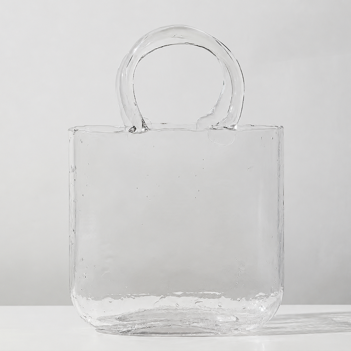 Clear Glass Handbag Purse Vase for Flowers, Vanity Decor & Table Centerpiece