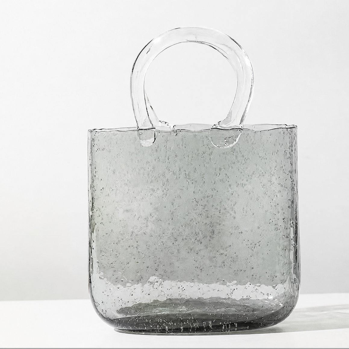 Clear Glass Handbag Purse Vase for Flowers, Vanity Decor & Table Centerpiece