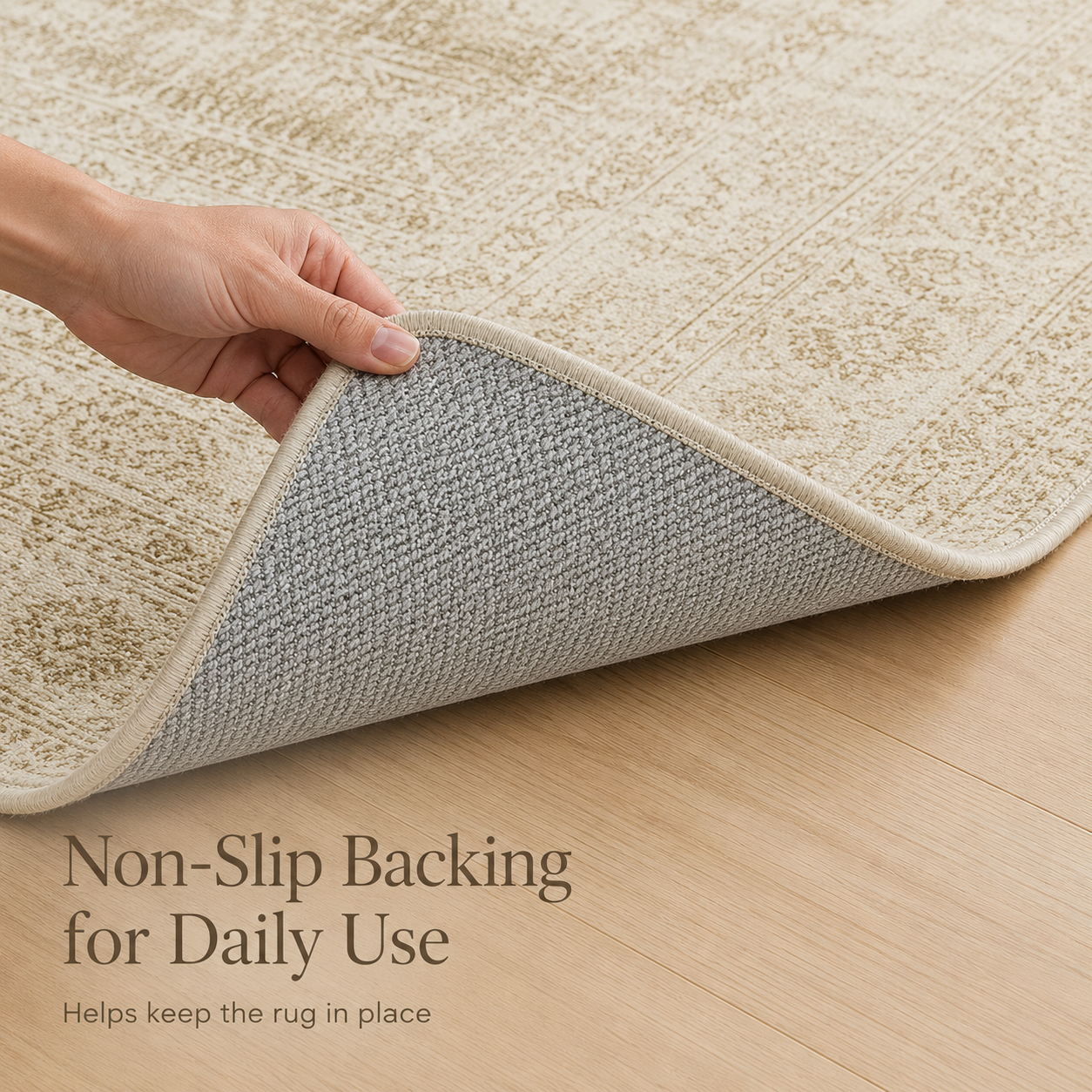 6'7" x 9'10" Washable Vintage Area Rug, Low-Pile Non-Slip Rug for Living Room & Bedroom