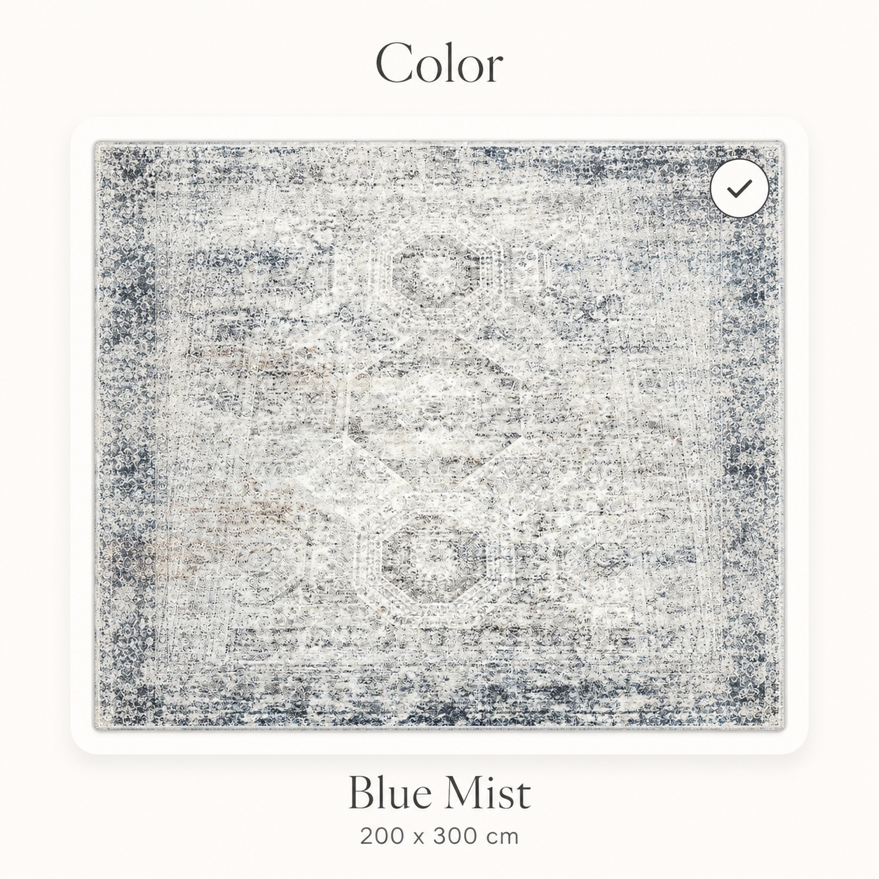 6'7" x 9'10" Washable Vintage Area Rug, Low-Pile Non-Slip Rug for Living Room & Bedroom