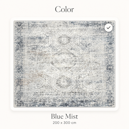 6'7" x 9'10" Washable Vintage Area Rug, Low-Pile Non-Slip Rug for Living Room & Bedroom