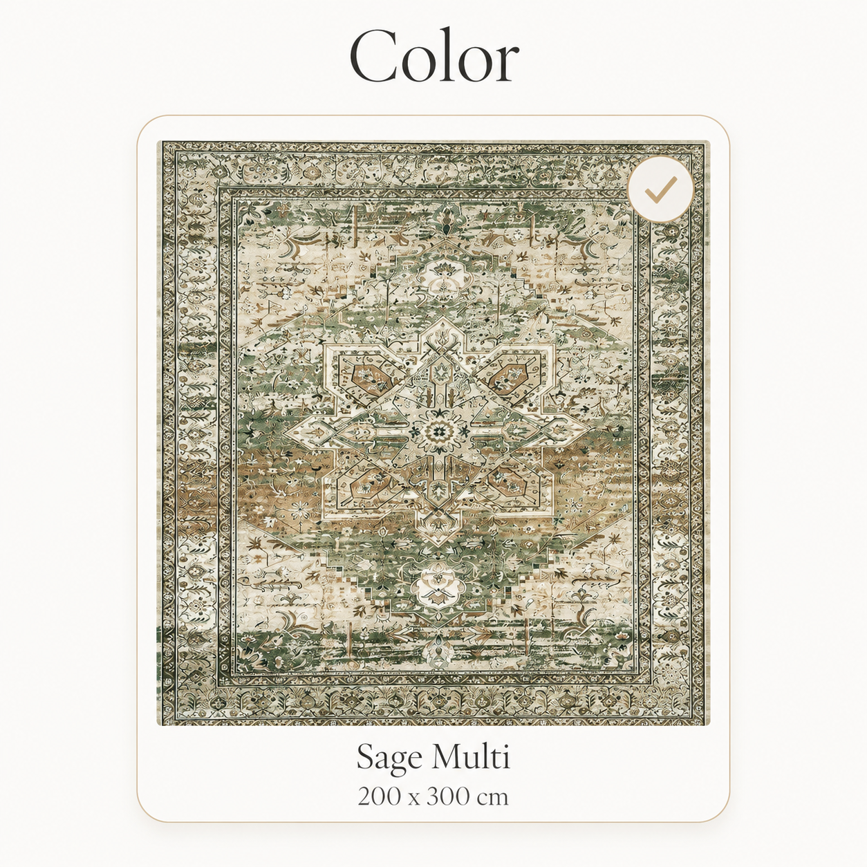 6'7" x 9'10" Washable Vintage Area Rug, Low-Pile Non-Slip Rug for Living Room & Bedroom