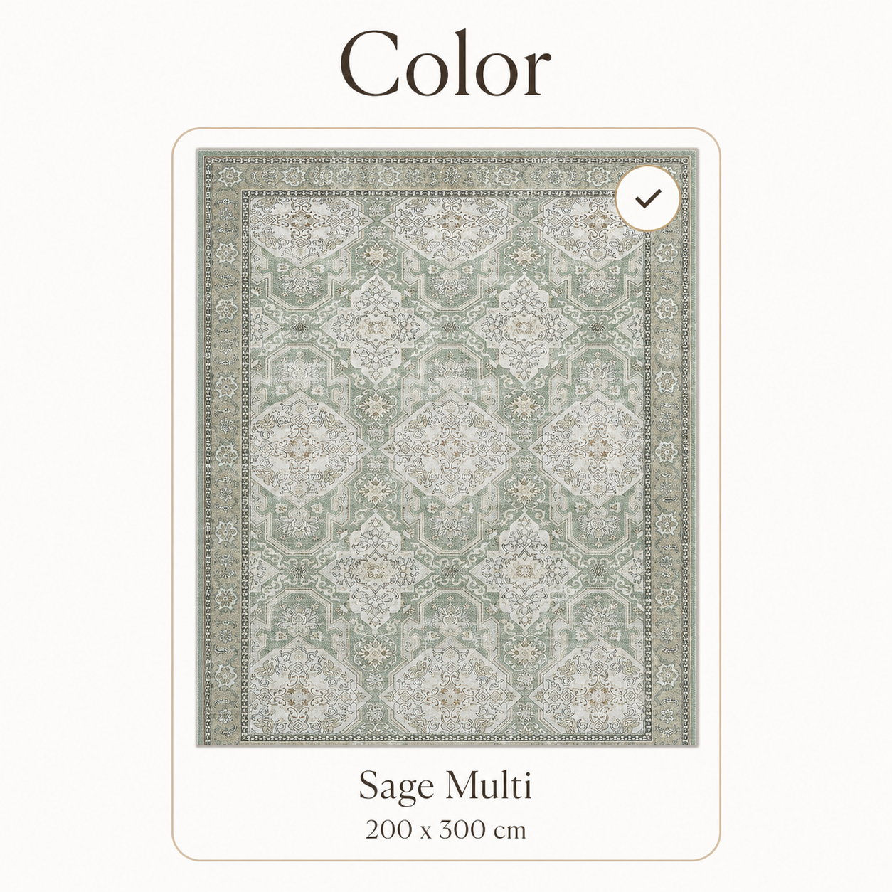 6'7" x 9'10" Washable Vintage Area Rug, Low-Pile Non-Slip Rug for Living Room & Bedroom