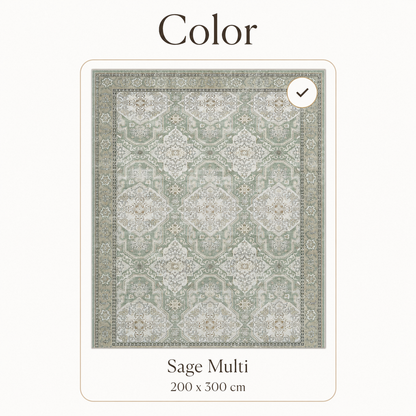 6'7" x 9'10" Washable Vintage Area Rug, Low-Pile Non-Slip Rug for Living Room & Bedroom