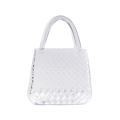 Clear Glass Handbag Purse Vase for Flowers, Vanity Decor & Table Centerpiece
