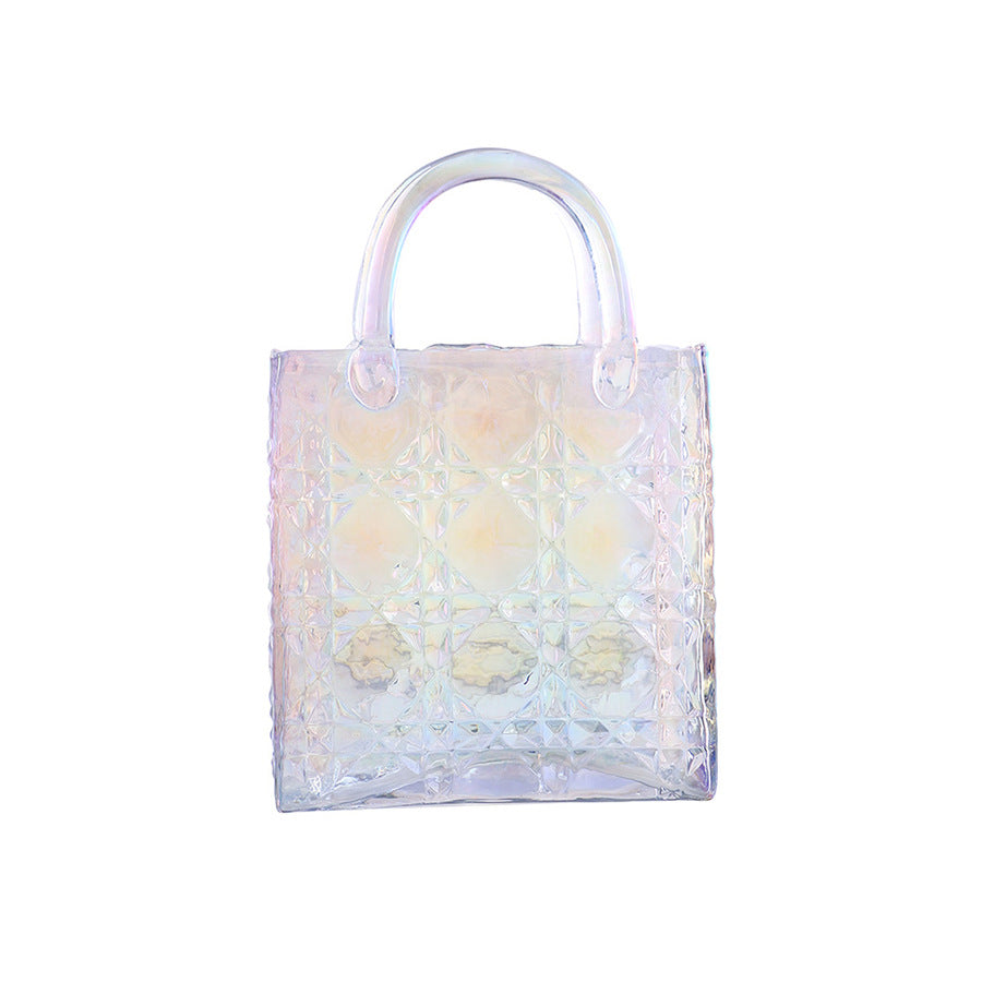 Clear Glass Handbag Purse Vase for Flowers, Vanity Decor & Table Centerpiece