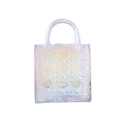 Clear Glass Handbag Purse Vase for Flowers, Vanity Decor & Table Centerpiece