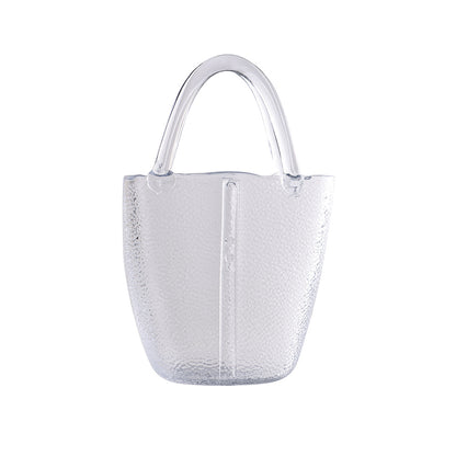 Clear Glass Handbag Purse Vase for Flowers, Vanity Decor & Table Centerpiece