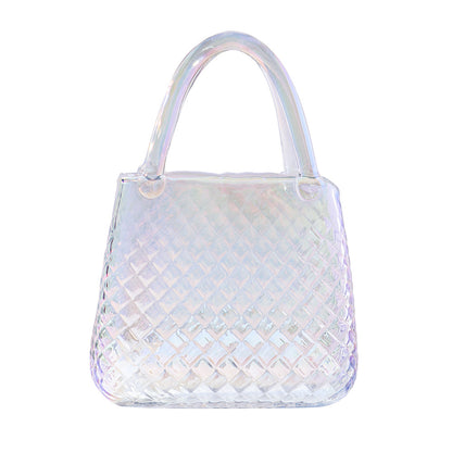 Clear Glass Handbag Purse Vase for Flowers, Vanity Decor & Table Centerpiece
