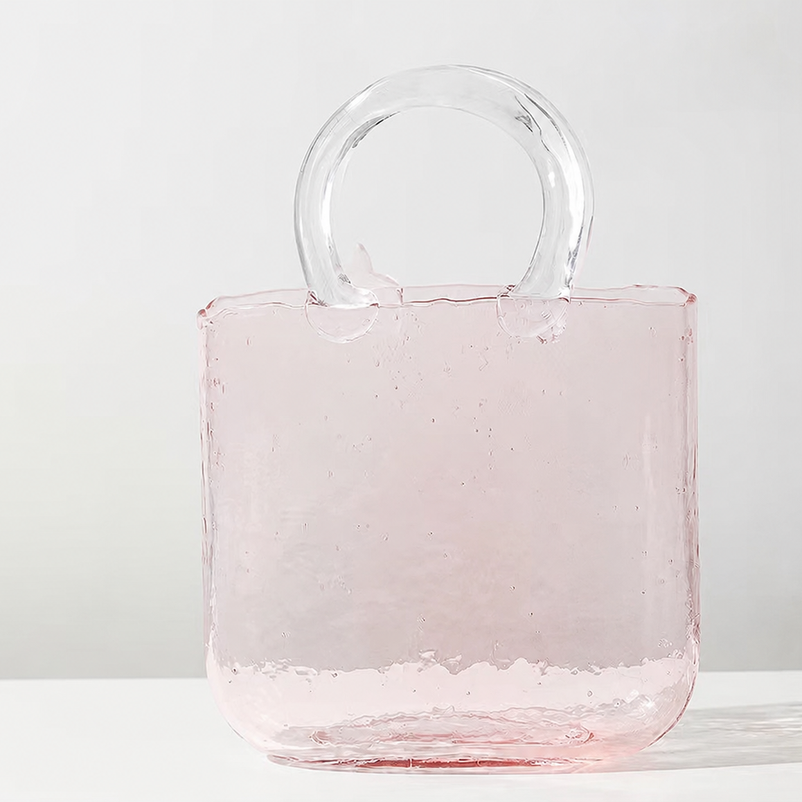 Clear Glass Handbag Purse Vase for Flowers, Vanity Decor & Table Centerpiece